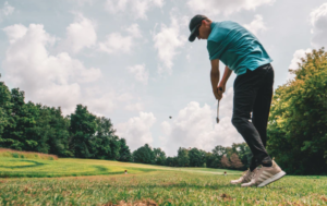 playing golf